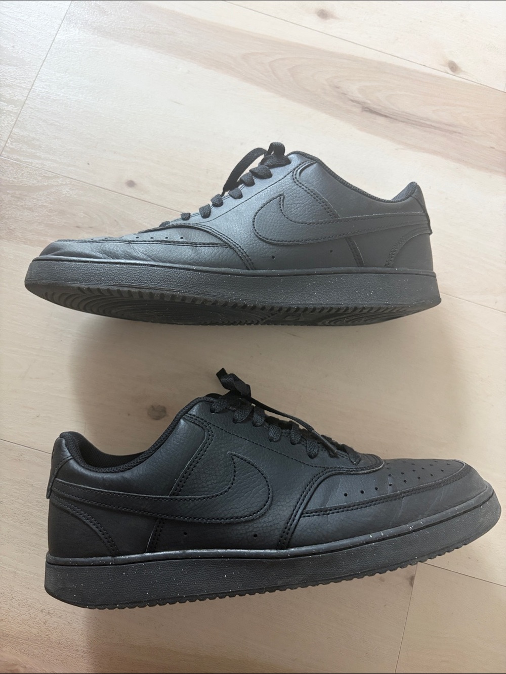 nike mens court vision low black/black sz 10.5 leather - Picture 8 of 11